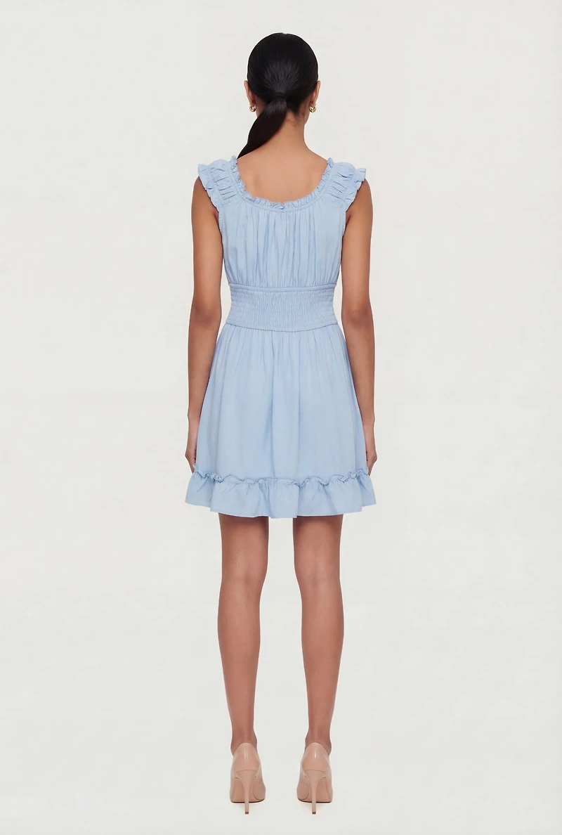 Square Neck Smocked Waist Peasant Dress