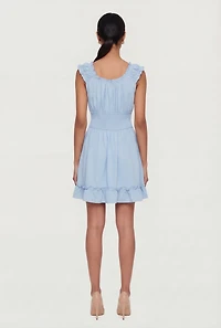 Square Neck Smocked Waist Peasant Dress