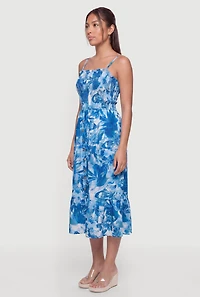 Butterfly Floral Print Smocked Sundress
