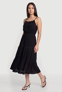 Trendy Scoop Neck Ruffle Tiered Midi Dress