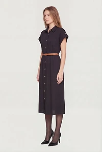 Poplin Pocket Shirt Dress with Belt