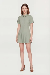 Poplin Short Sleeve Skater Shirt Dress