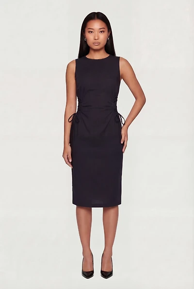 Lace Up Side Detail Sleeveless Midi Dress