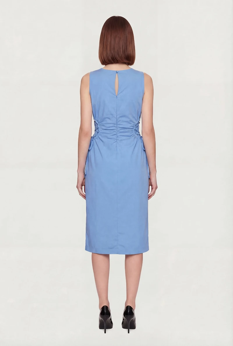 Lace Up Side Detail Sleeveless Midi Dress