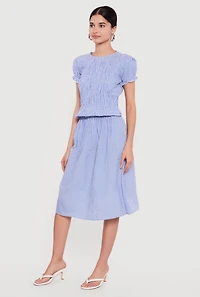Gingham Puff Sleeve Smocked Midi Dress