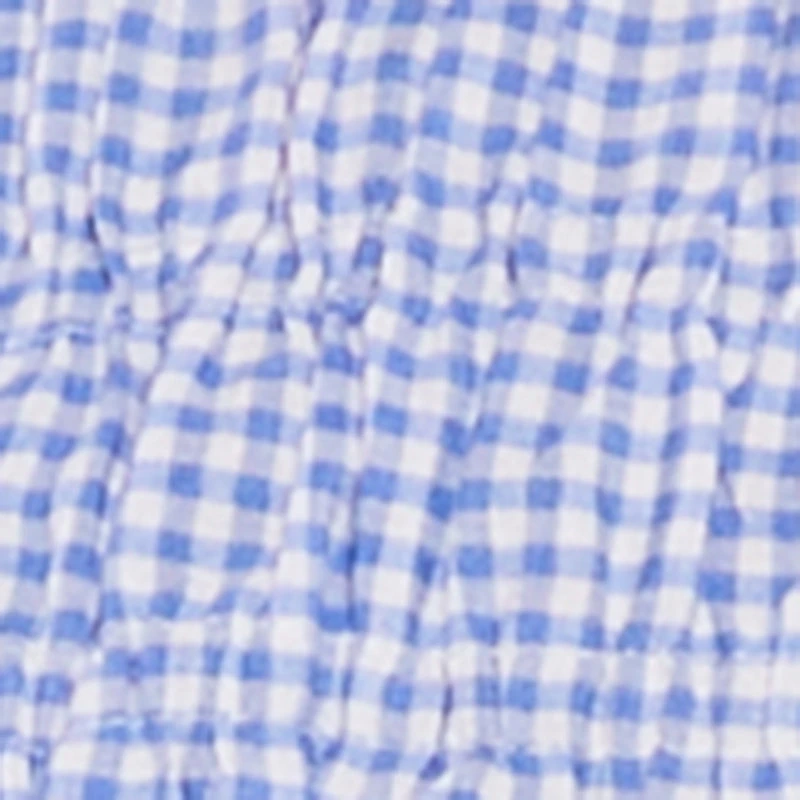 Gingham Puff Sleeve Smocked Midi Dress
