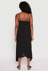 Womens Lace Up Sharkbite Hem Maxi Dress, Black, Size S