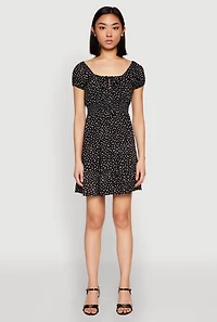 Womens Floral Peasant Mini Dress,