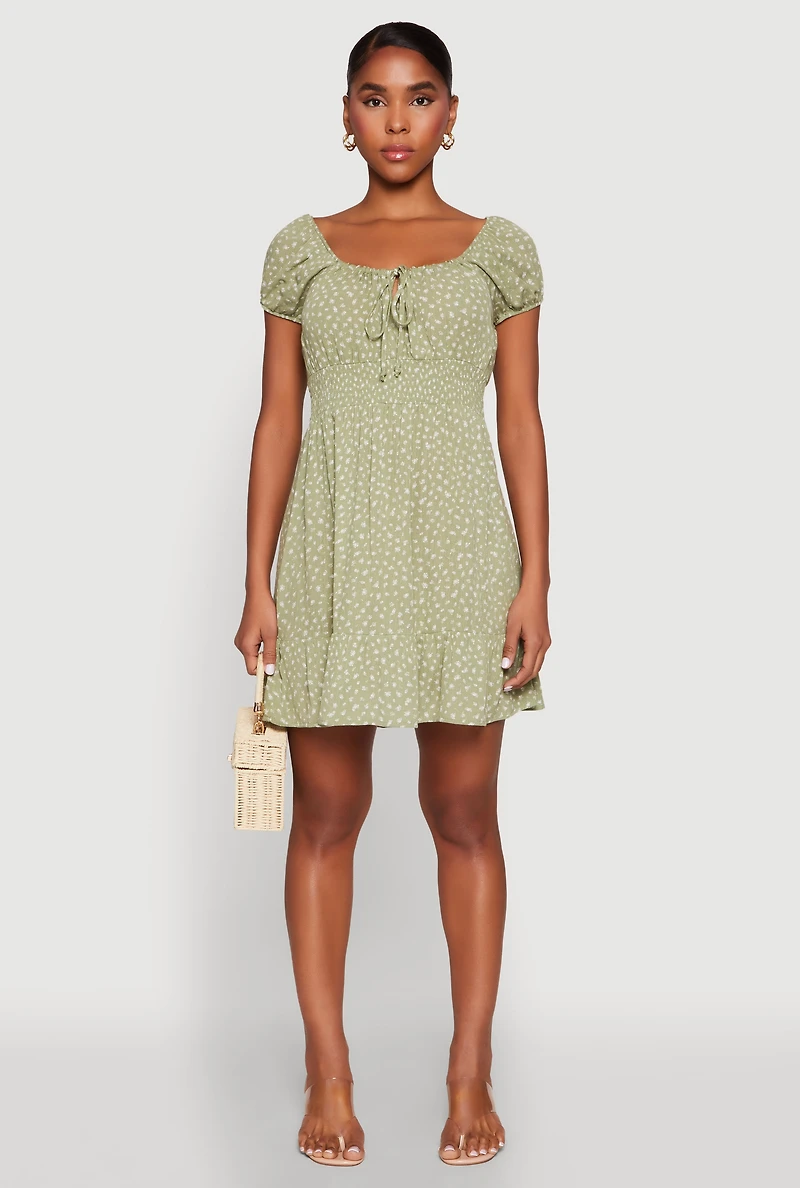 Floral Peasant Mini Dress