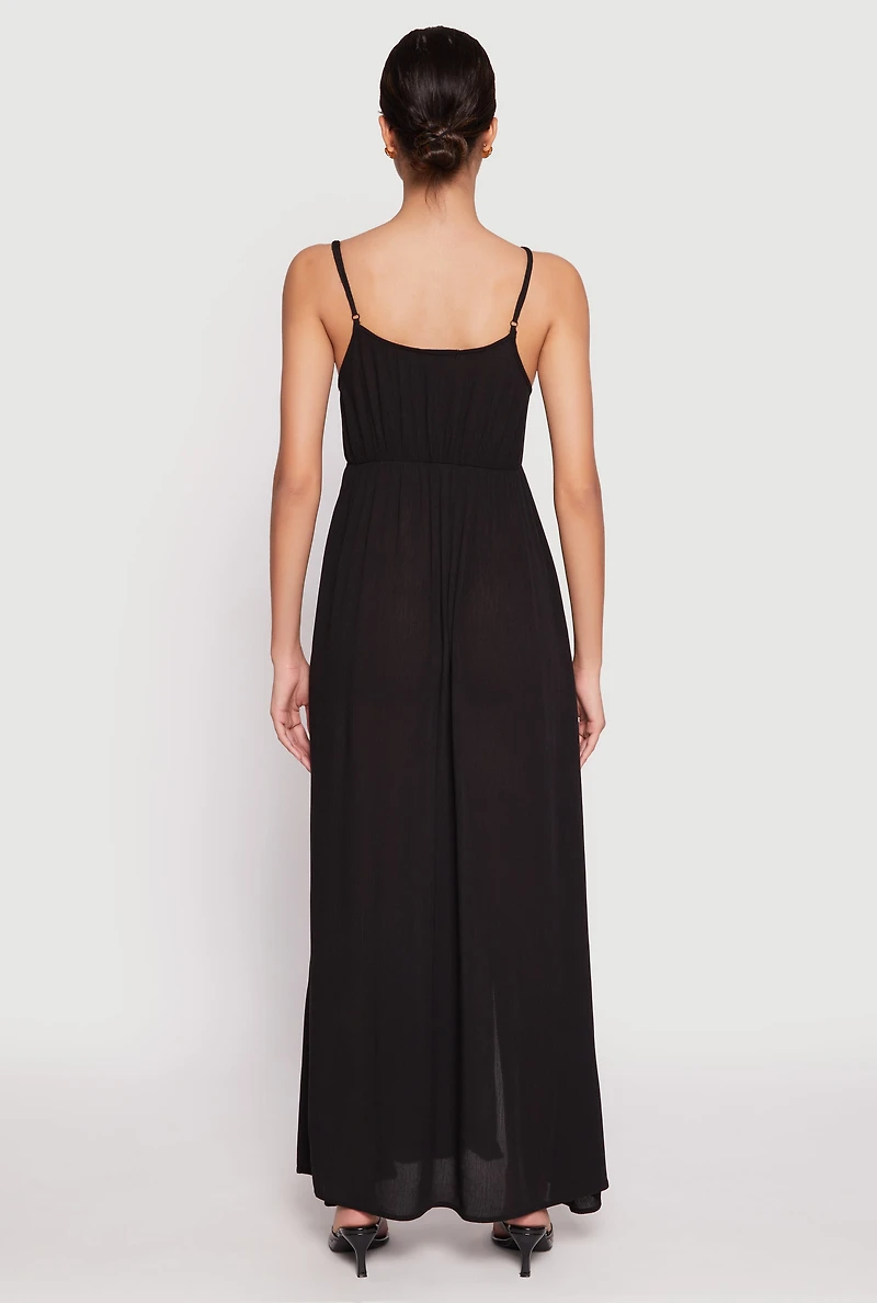 V Neck Double Slit Maxi Dress