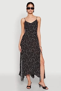 Womens Floral Print Slit Hem Maxi Dress, M