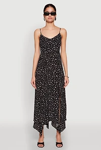 Womens Floral Print Slit Hem Maxi Dress, M
