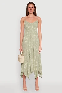 Womens Floral Print Slit Hem Maxi Dress, Green, Size S