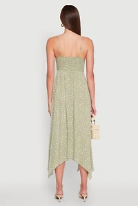 Womens Floral Print Slit Hem Maxi Dress, Green, Size S