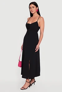 Crepe Knit Side Slit Maxi Dress
