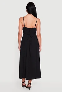 Crepe Knit Side Slit Maxi Dress