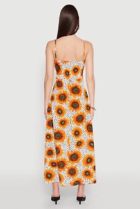 Sunflower Print Empire Waist Dress