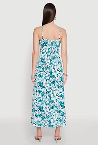 Womens Tropical Floral Print Empire Waist Maxi Dress, Multi, Size M