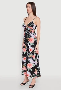 Womens Peony Lavender Print Empire Waist Maxi Dress, Multi, Size L