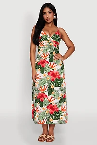 Airy Tropical Floral Empire Waist Dress