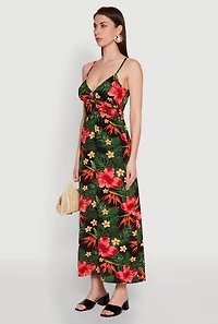Womens Airy Tropical Floral Print Empire Waist Dress, Multi, Size XL