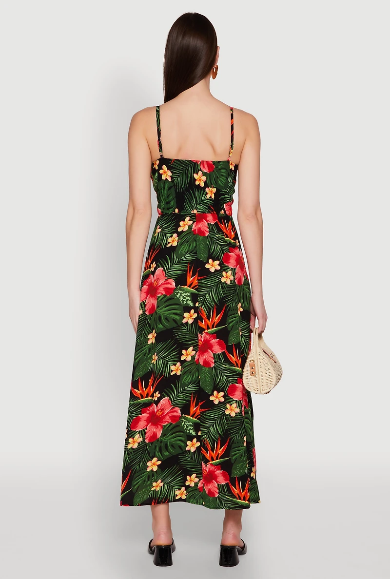 Womens Airy Tropical Floral Print Empire Waist Dress, Multi, Size XL