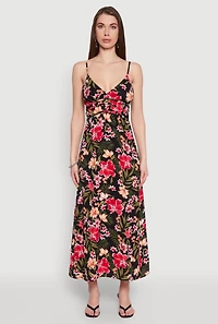 Womens Airy Floral Empire Waist Maxi Dress, Multi, Size L