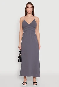 V Neck Empire Waist Maxi Dress