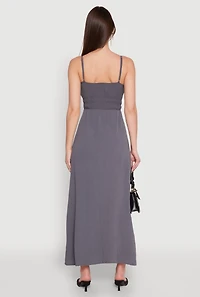 Womens V Neck Empire Waist Maxi Dress, Grey, Size S