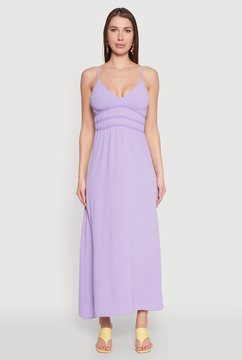V Neck Empire Waist Maxi Dress