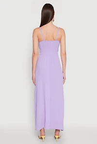 Womens V Neck Empire Waist Maxi Dress, Purple, Size M