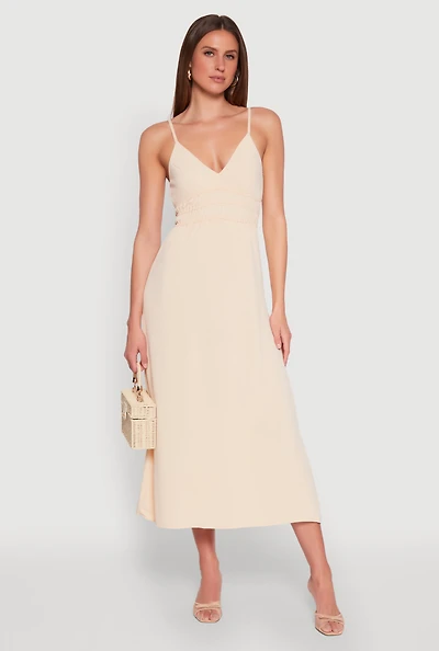 Womens V Neck Empire Waist Maxi Dress,