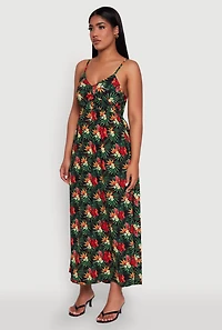 Floral Print Smocked Back Bustier Dress