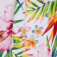 Tropical Floral Maxi Dress with V Neck and Smocked Details