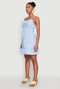 Womens Spaghetti Strap Empire Waist Mini Dress,
