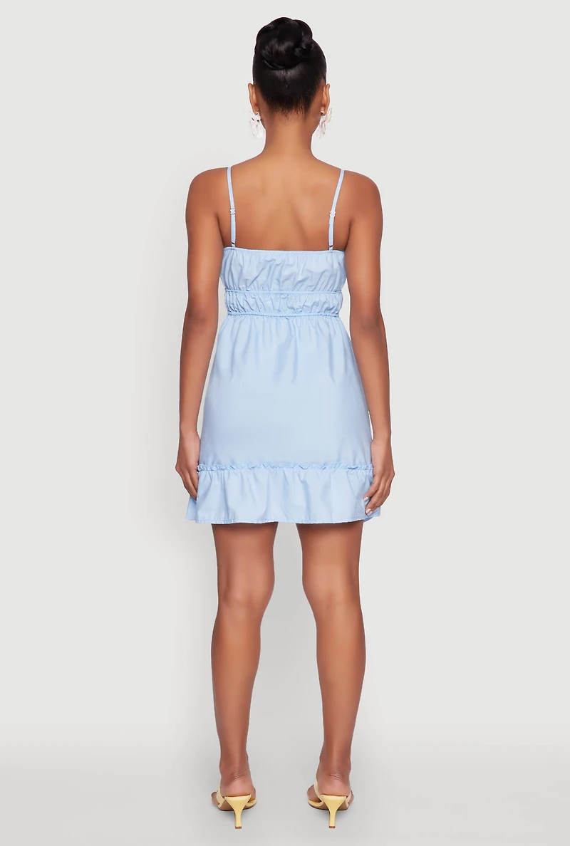 Womens Spaghetti Strap Empire Waist Mini Dress,