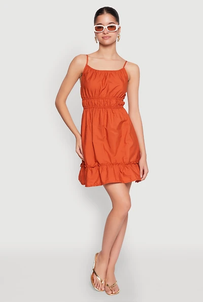 Womens Spaghetti Strap Empire Waist Mini Dress,