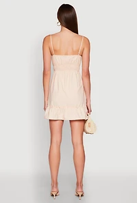 Womens Spaghetti Strap Empire Waist Mini Dress, M
