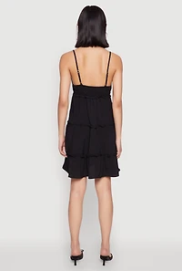 Womens Crepe Knit Tiered Midi Dress, Black,