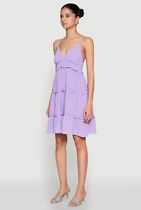 Womens Crepe Knit Tiered Midi Dress, Purple, Size S