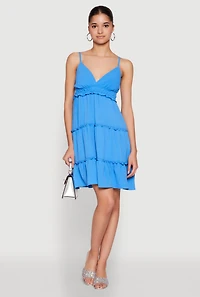 Womens Crepe Knit Tiered Midi Dress,