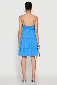 Womens Crepe Knit Tiered Midi Dress,