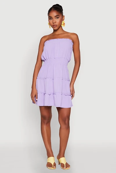 Strapless Smocked Tiered Mini Dress