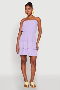 Strapless Smocked Tiered Mini Dress