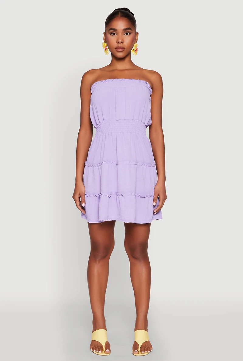 Strapless Smocked Tiered Mini Dress