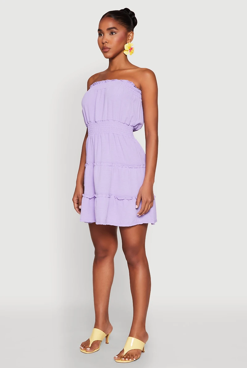 Strapless Smocked Tiered Mini Dress