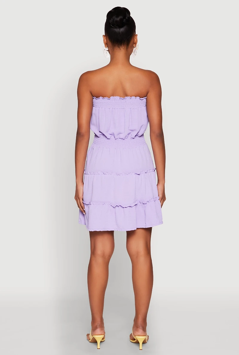Strapless Smocked Tiered Mini Dress