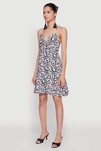 Womens Chic Sleeveless Empire Waist V Neck Dress, Multi,