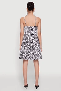 Womens Chic Sleeveless Empire Waist V Neck Dress, Multi,