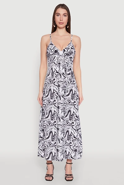 Womens Swirl Print Empire Waist Maxi Dress, Multi, Size S
